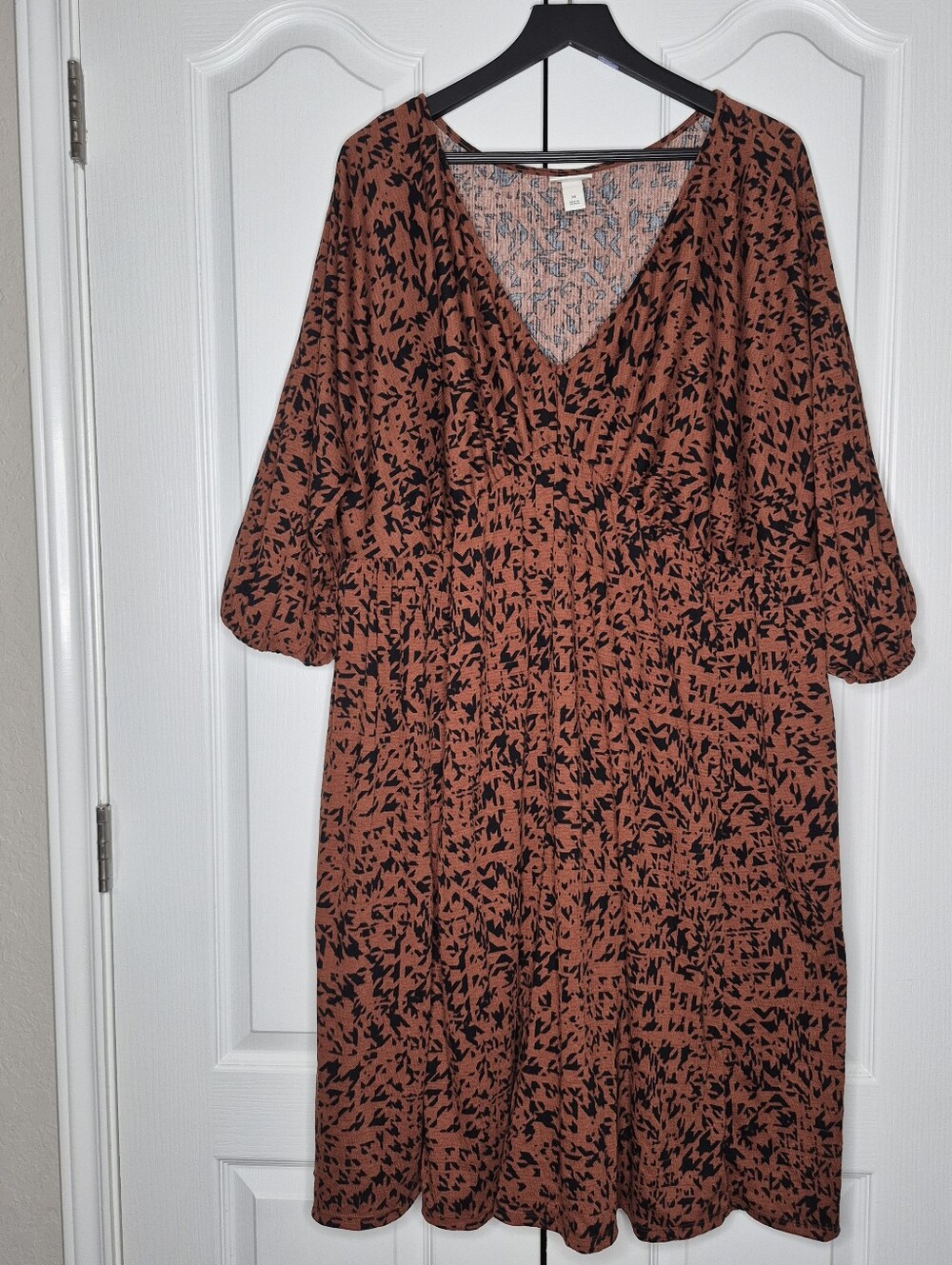 Ava & Viv Women’s Brown midi dress 3/4 sleeve size 3x